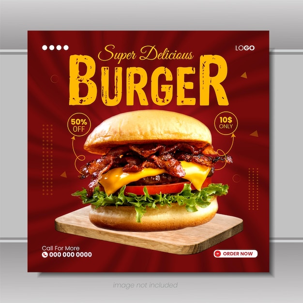 Vector professional food social media post design modern and creative layout