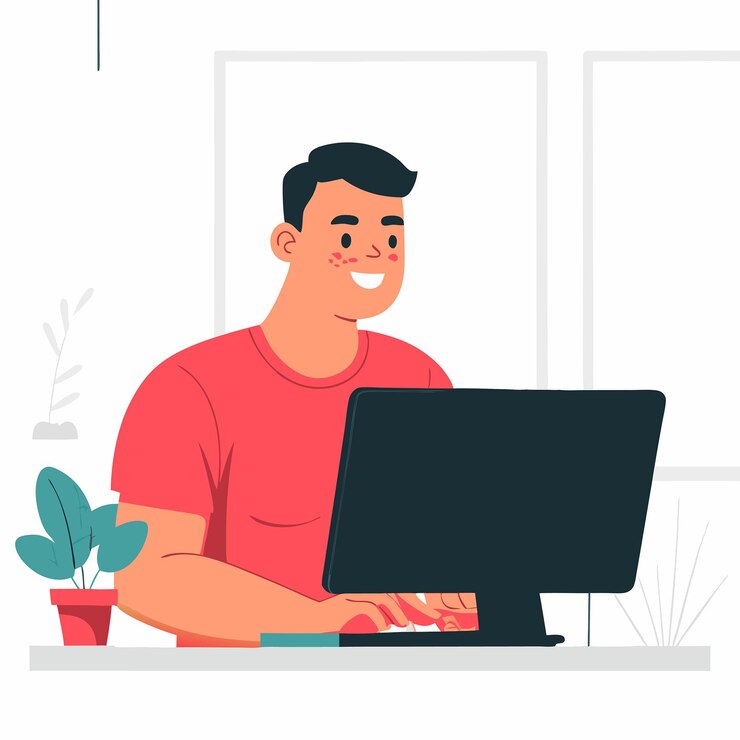 Vector professional freelancer conceptual artwork featuring a remote worker