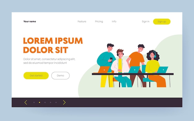 professional gamers in headsets playing online games. support group, championship, tournament flat vector illustration. cybersport, esport concept for banner, website design or landing web page