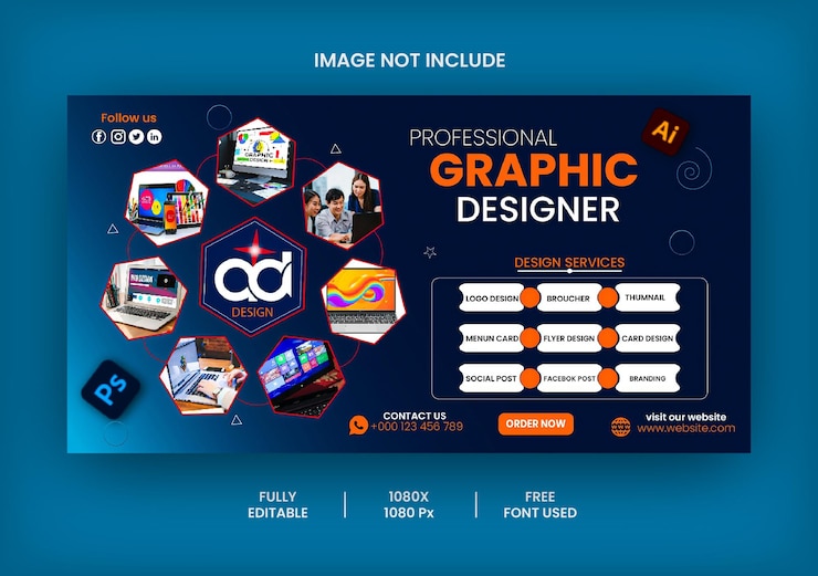 Vector professional graphic design services provide banner and template