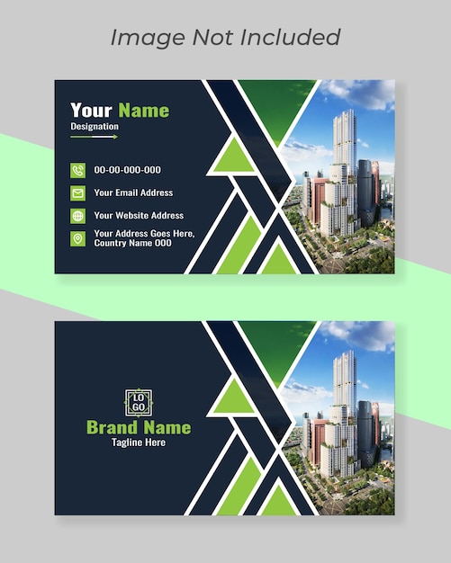 Professional Green and Black Business Card Template Design With Image