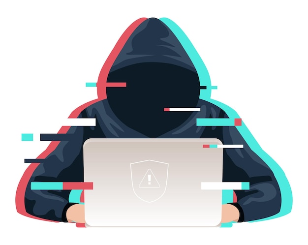 Vector professional hackers are using laptops in planning attacks