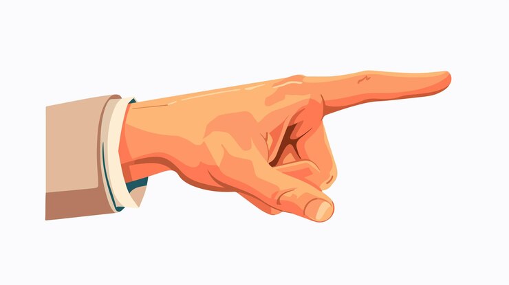 Vector professional hand pointing with index finger aiming and indicating gesture