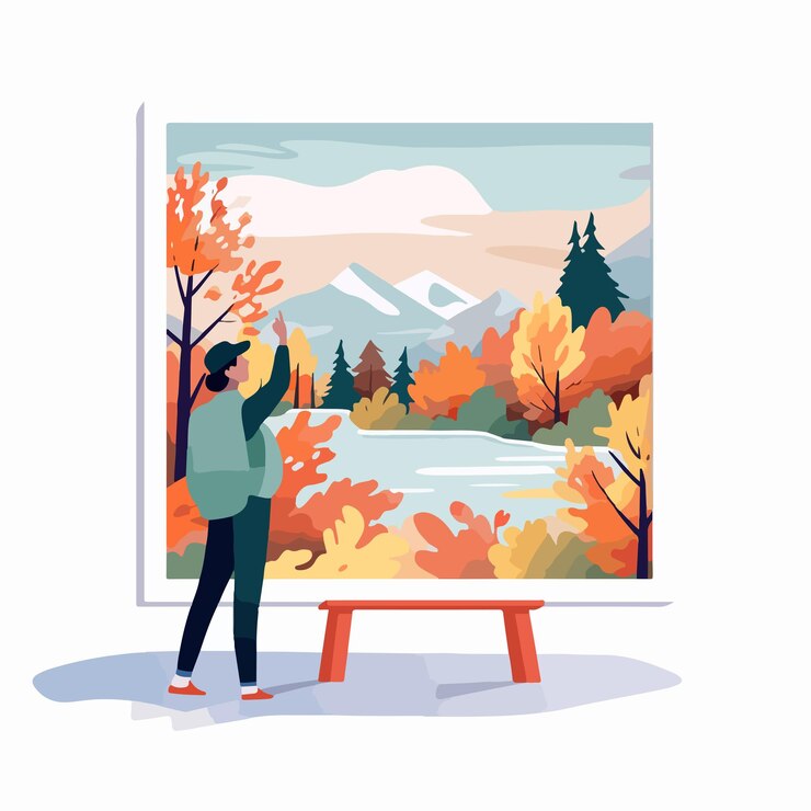 Vector professional hands holding large framed photograph artistic concept