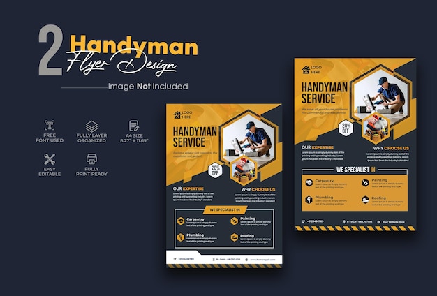 Vector professional handyman flyer design template