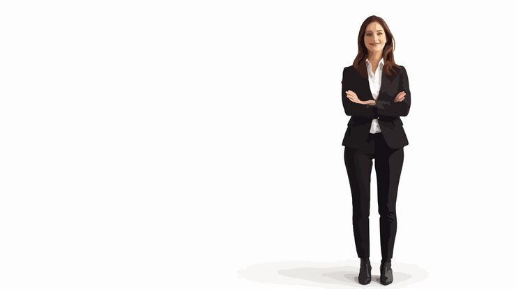 Vector professional and happy business woman fulllength portrait