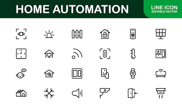 Professional Home Automation Icon Set Vector Illustration Most Useful Icons for Smart Devices Automation Systems and Home Control Features