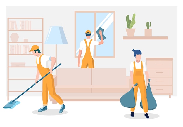professional home cleaning services vector concept illustration