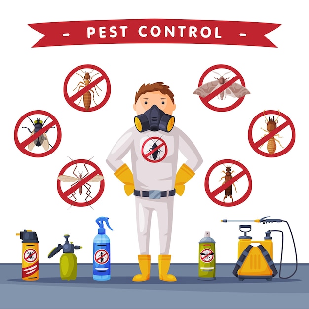 Professional Home Pest Service Banner Template Detecting Exterminating and Protecting Vector Illustration