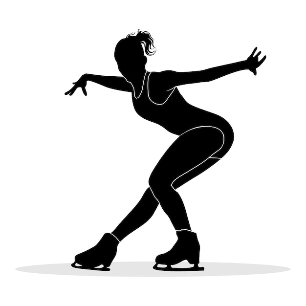 Vector professional ice skater silhouette isolated on white background