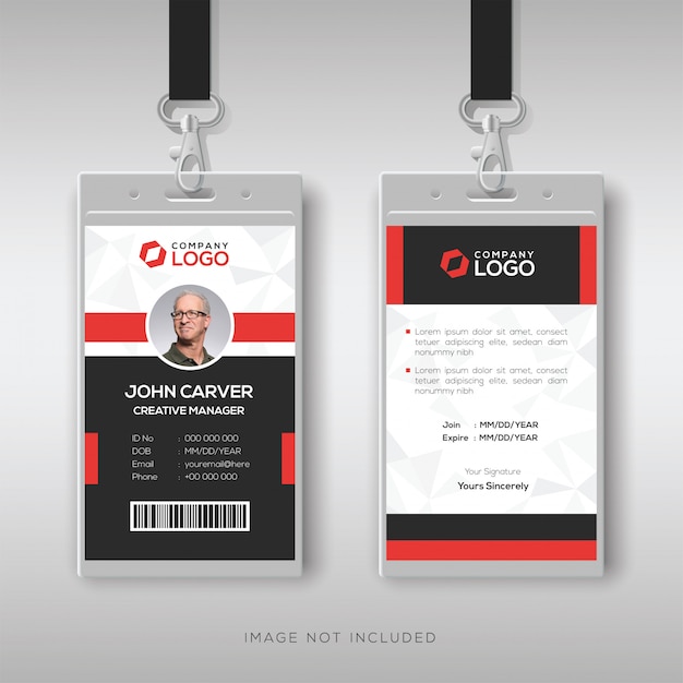 Professional ID card with red details