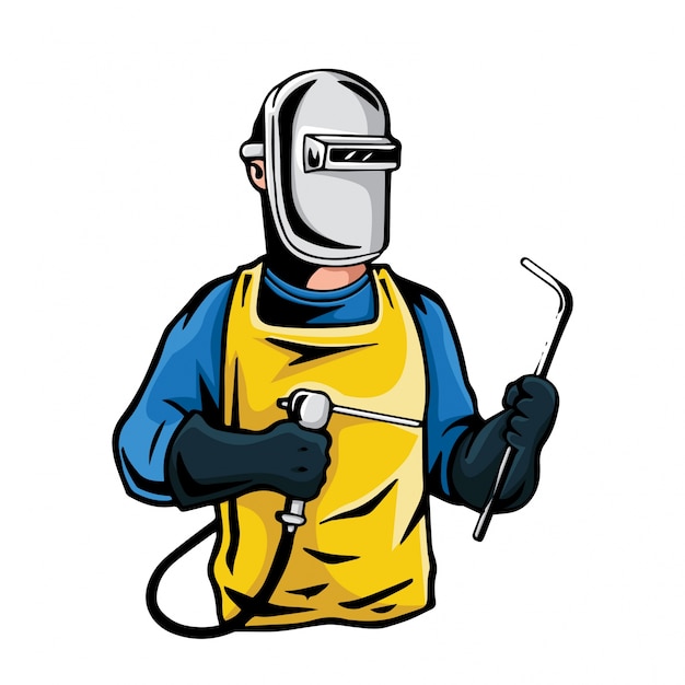 Professional Industrial Welder Character Illustration