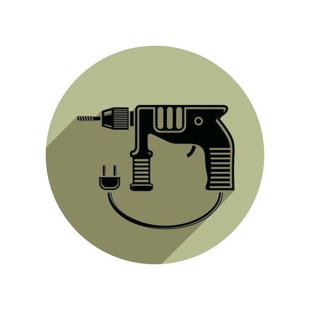 Professional instrument simple vector illustration, electric power tool. Building and manufacturing theme icon, drill symbol.