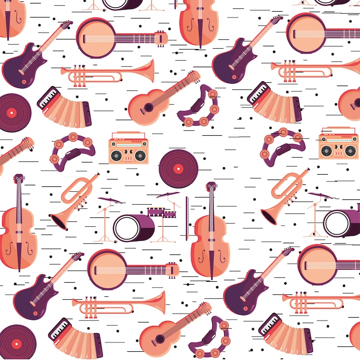 Vector professional instruments to music festival background