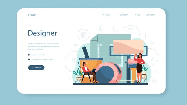 ベクトル プロのインテリアデザイナーのウェブバナーまたはランディングページ