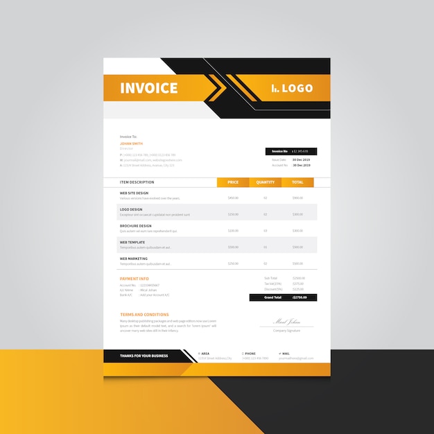 Professional invoice bill template