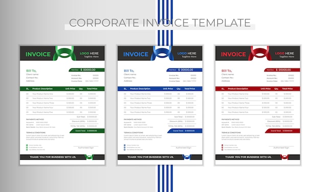 Professional invoice design layout