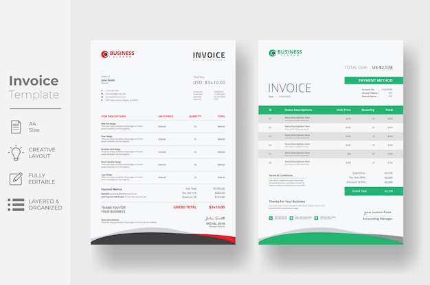 Vector professional invoice design template