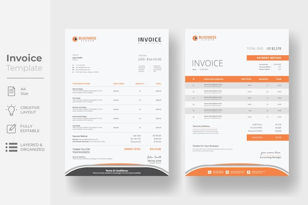 Professional invoice design template