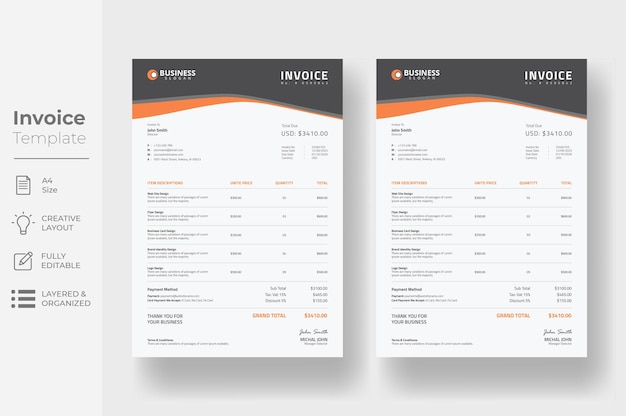 Professional invoice design template