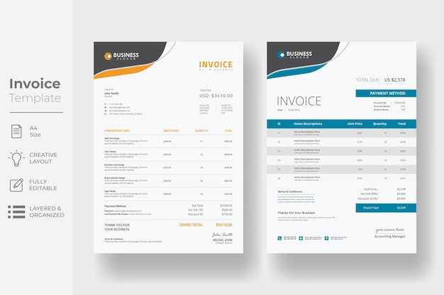 Professional invoice design template