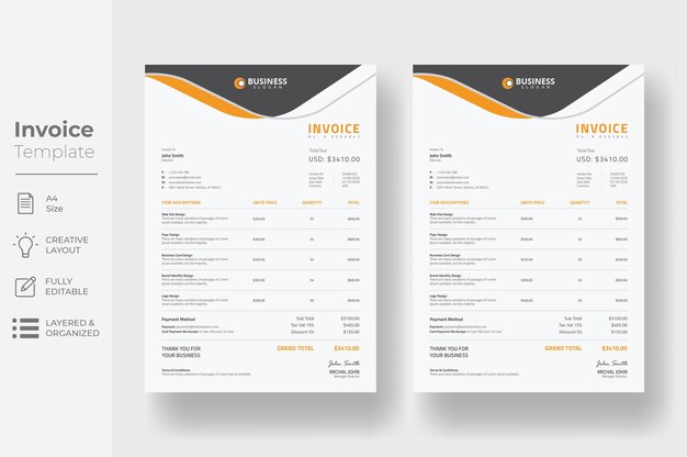 Professional invoice design template