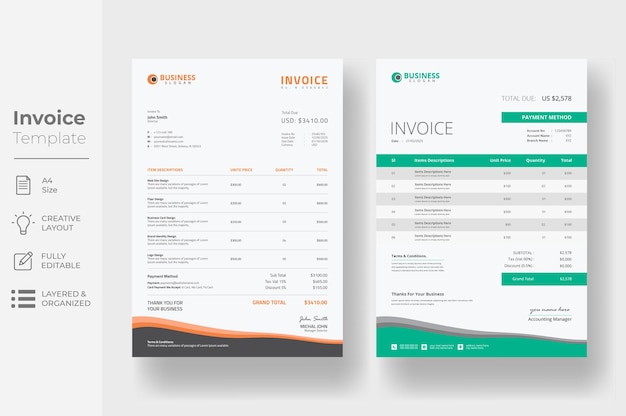 Professional invoice design template