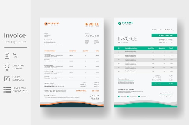 Professional invoice design template