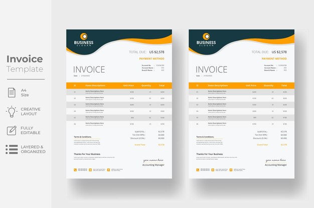 Professional invoice design template