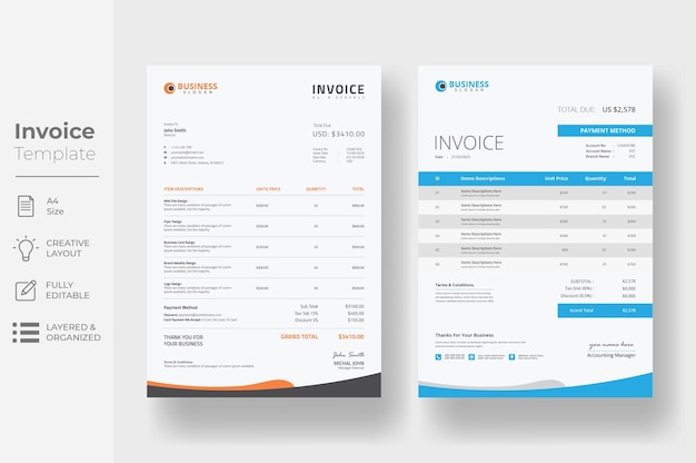 Professional invoice design template