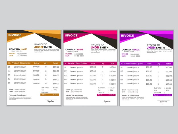 Vector professional invoice and letterhead design for corporate office