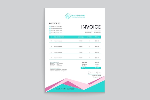 Vector professional invoice mockup