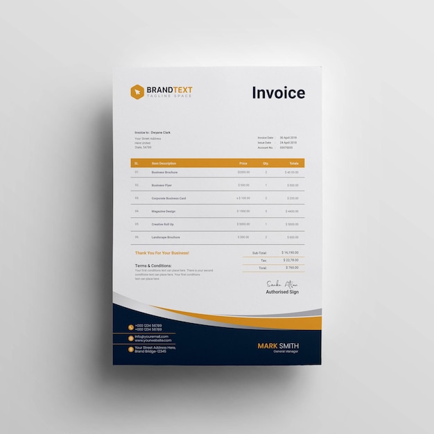 Professional invoice template design