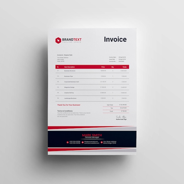 Professional invoice template design