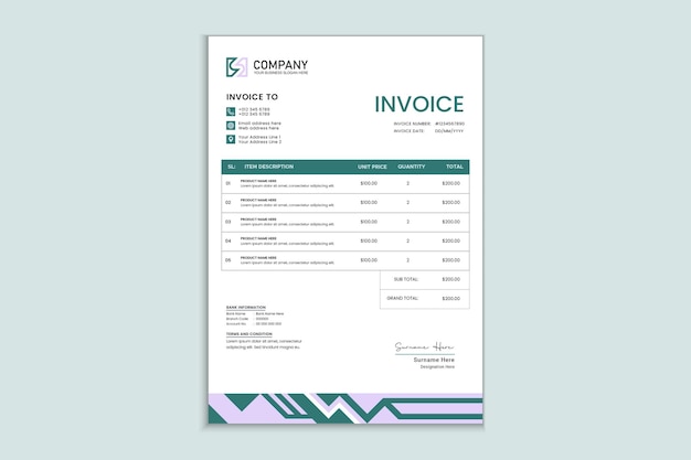 Professional invoice template for your business