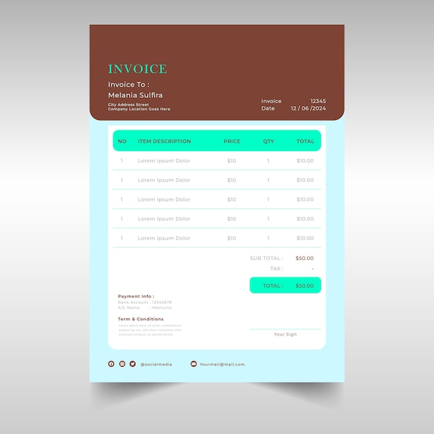 Vector professional invoice template