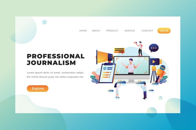 Профессиональная журналистика - векторная целевая страница