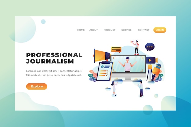 Professional journalism - vector landing page