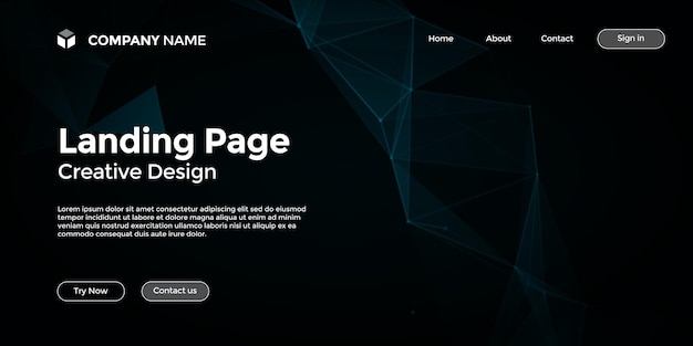 Vector professional landing page template with modern shapes