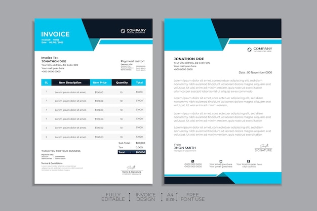 Professional letterhead and invoice sheet design