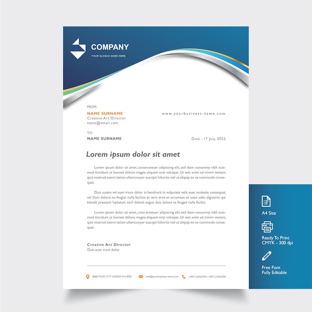 Professional Letterhead Mockup with Blue shape