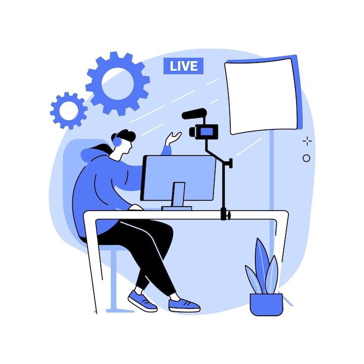 Vector professional livestream abstract concept vector illustration