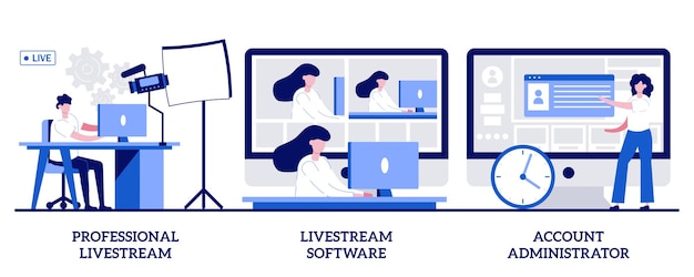 Профессиональная трансляция, администратор программного обеспечения и аккаунта. набор онлайн-трансляций