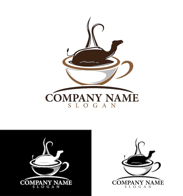 Vector professional logo design camel swimming in a cup of coffee illustrator vector art