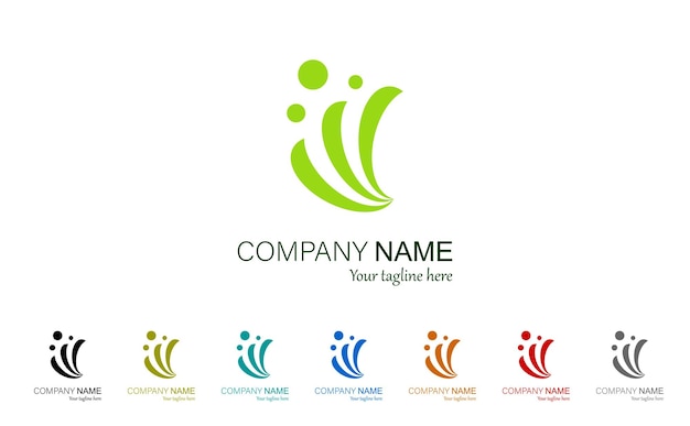 プロフェッショナルなロゴデザイン 8 つの異なる色の組み合わせ ベクトルセットの会社のロゴデザイン