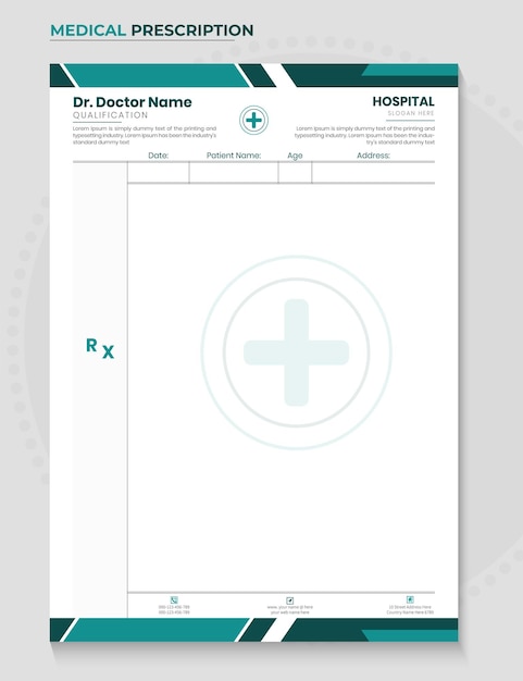 Vector professional medical doctor prescription template design