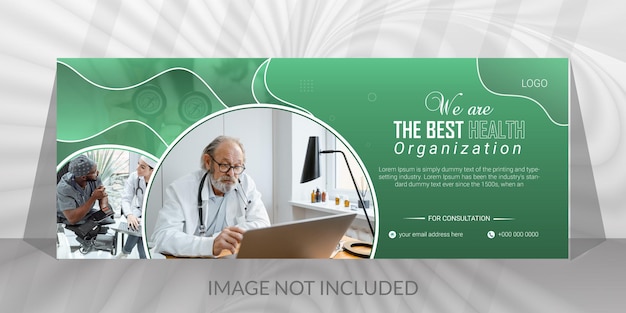 Vector professional medical facebook cover or banner with green and white shapes