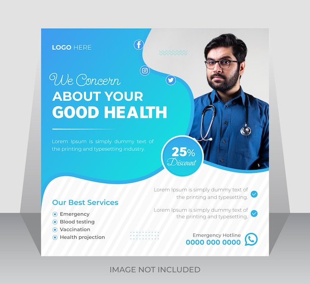 Professional medical health care services social media posts and Instagram promotion flyer