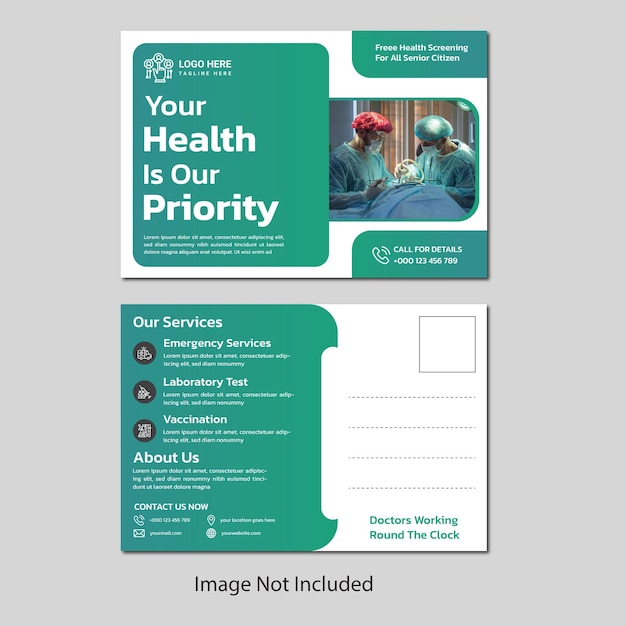 Professional Medical Postcard Design For Healthcare Clinics And Services For Healthcare Marketing
