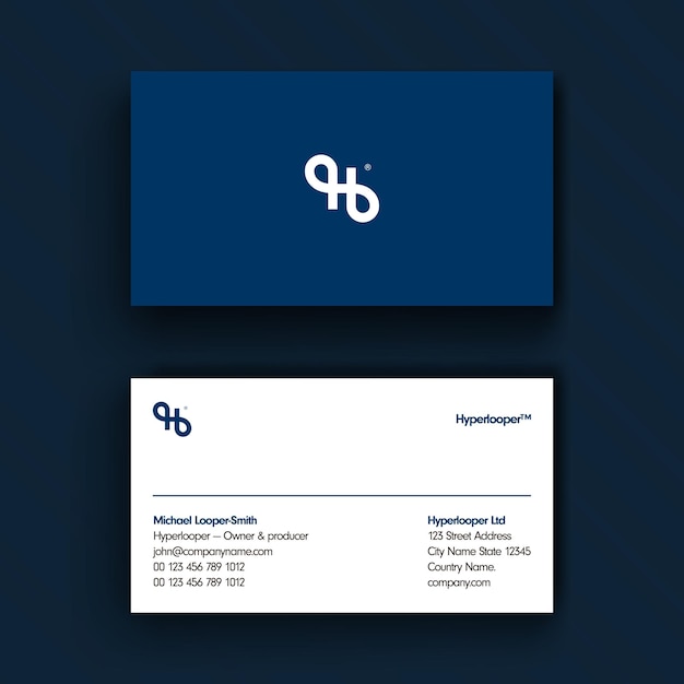 Professional Minimal Blue Business Card Template premium vector